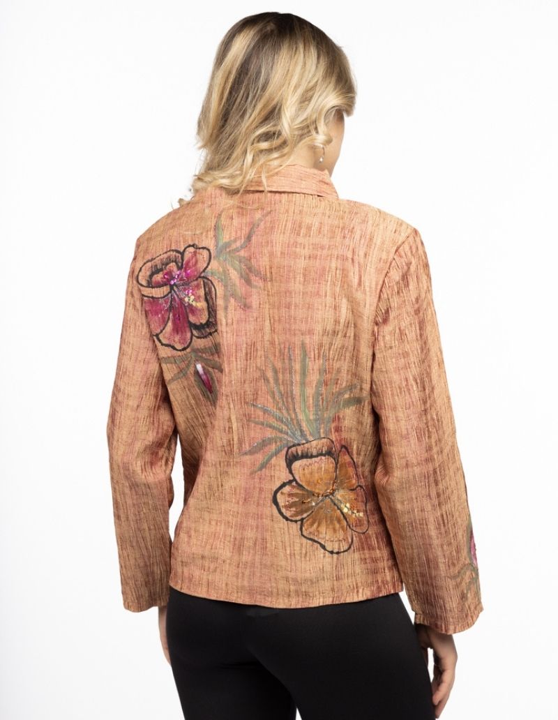 Copper Silk Look Art Jacket. Perfect Elegant Party Wear