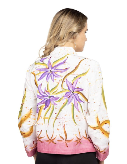 Flower Print Art Jacket With Sequins