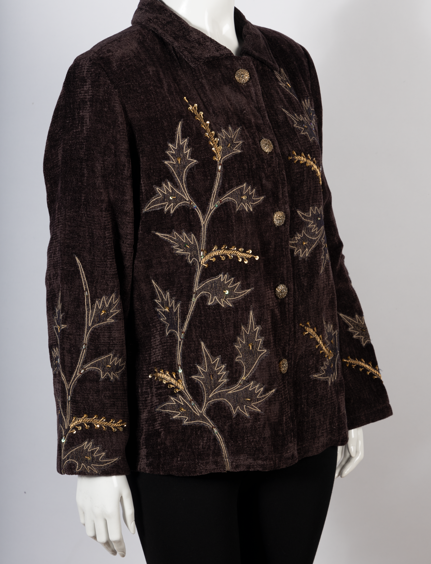 Brown Art Jacket with Beautiful Golden Embroidery