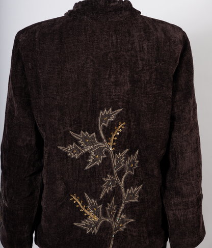 Brown Art Jacket with Beautiful Golden Embroidery