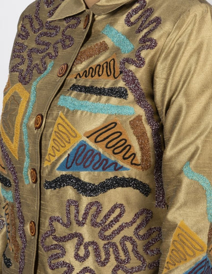 Golden Embroidery Jacket with Beads